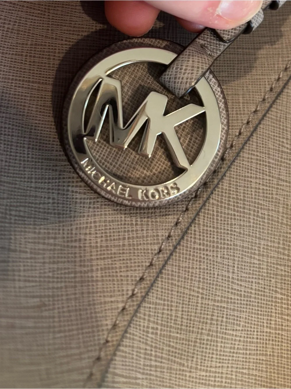 Michael Kors Taupe Saffiano Shoulder Tote